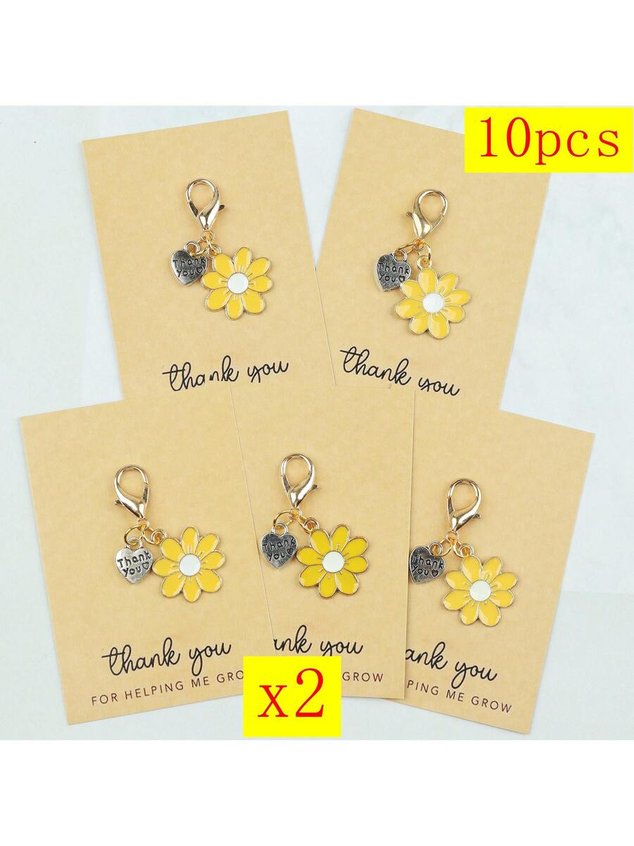 Plant Parenting - Enamel Daisy Keychains With Thank You